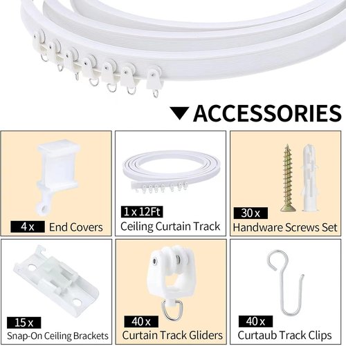Flexible Bendable Curtain Track by [Brand Name] - 5m (16.4ft) Ceiling Mount for Easy Installation