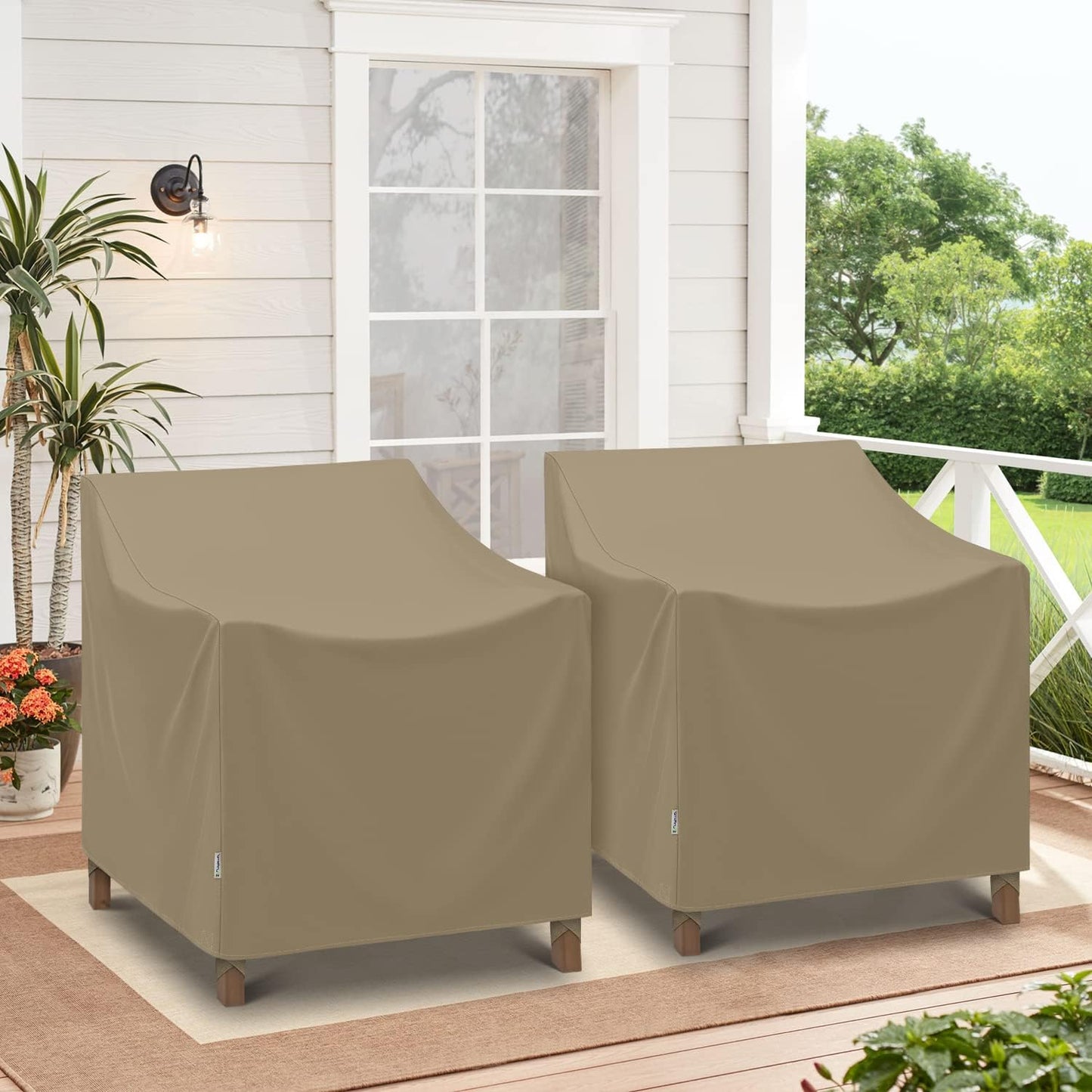 SunPatio Outdoor Chair Covers - Waterproof Heavy Duty Protection | 2 Pack, Fade & Rip Resistant, Taupe 33.5"W x 37"D x 36"H
