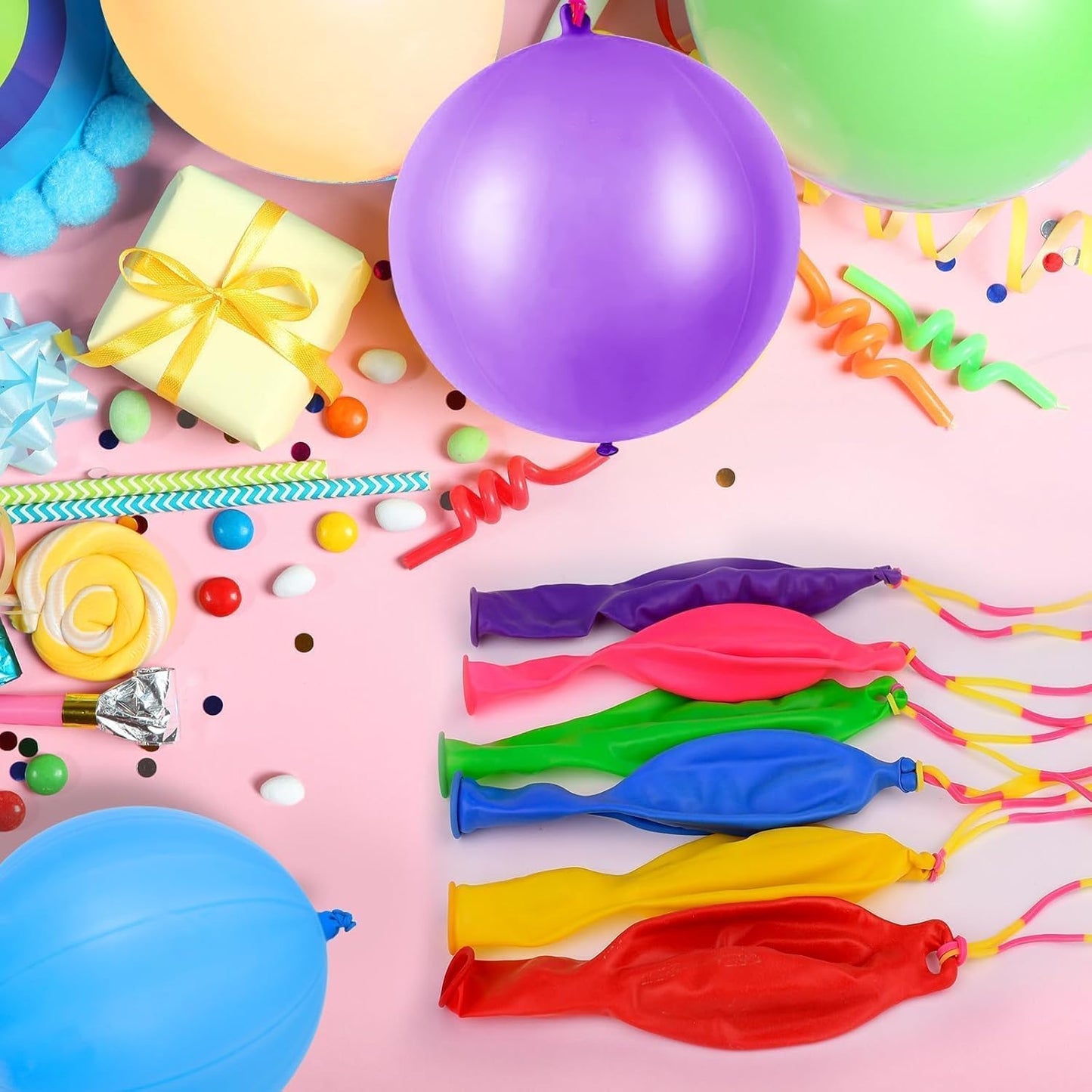 Purple Punch Balloons - 12 Pcs with Rubber Band Handle for Easy Grip | Perfect for Kids' Birthday Parties