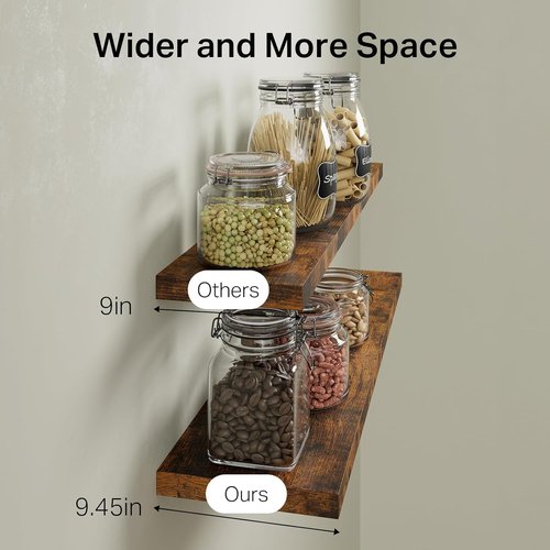 BAYKA Floating Shelves - 36-Inch Rustic Wood Wall-Mounted Shelves for Home & Office | Set of 2 (Brown)
