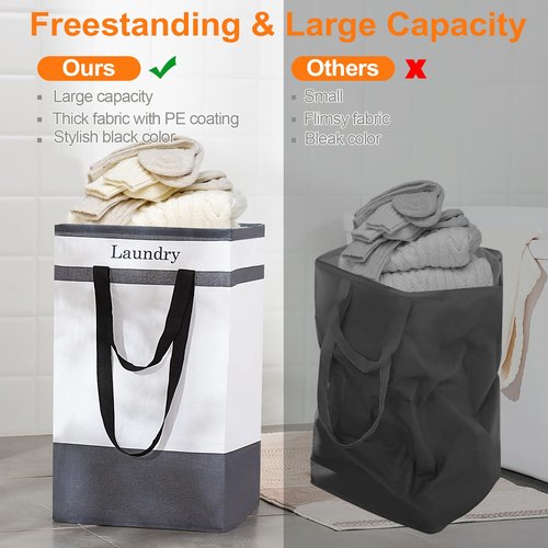 FairyHaus Laundry Basket 100L, 2Pack Laundry Hamper with Easy Carry Handles, Collapsible Laundry Baskets Hampers for Bathroom Clothes Storage Black