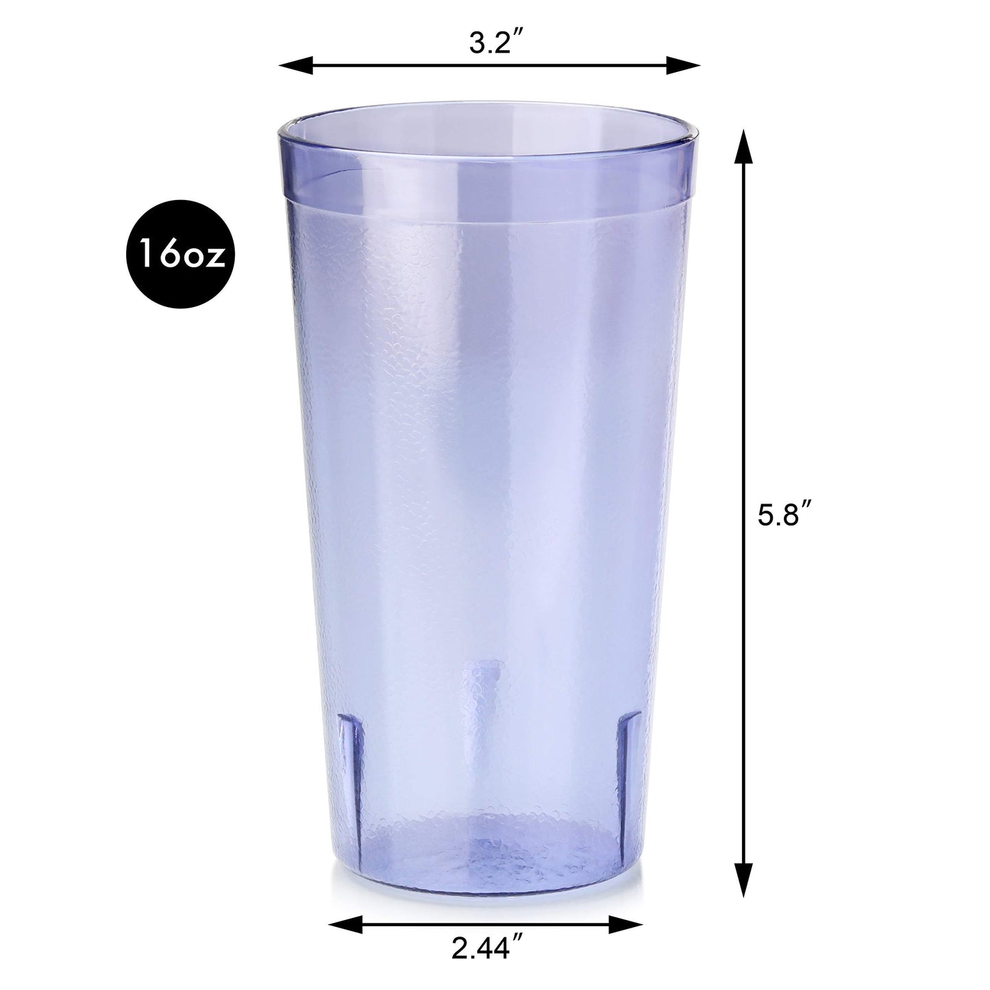 New Star Foodservice Restaurant-Grade Polycarbonate Beverage Tumblers, 16 oz, Blue, Set of 12