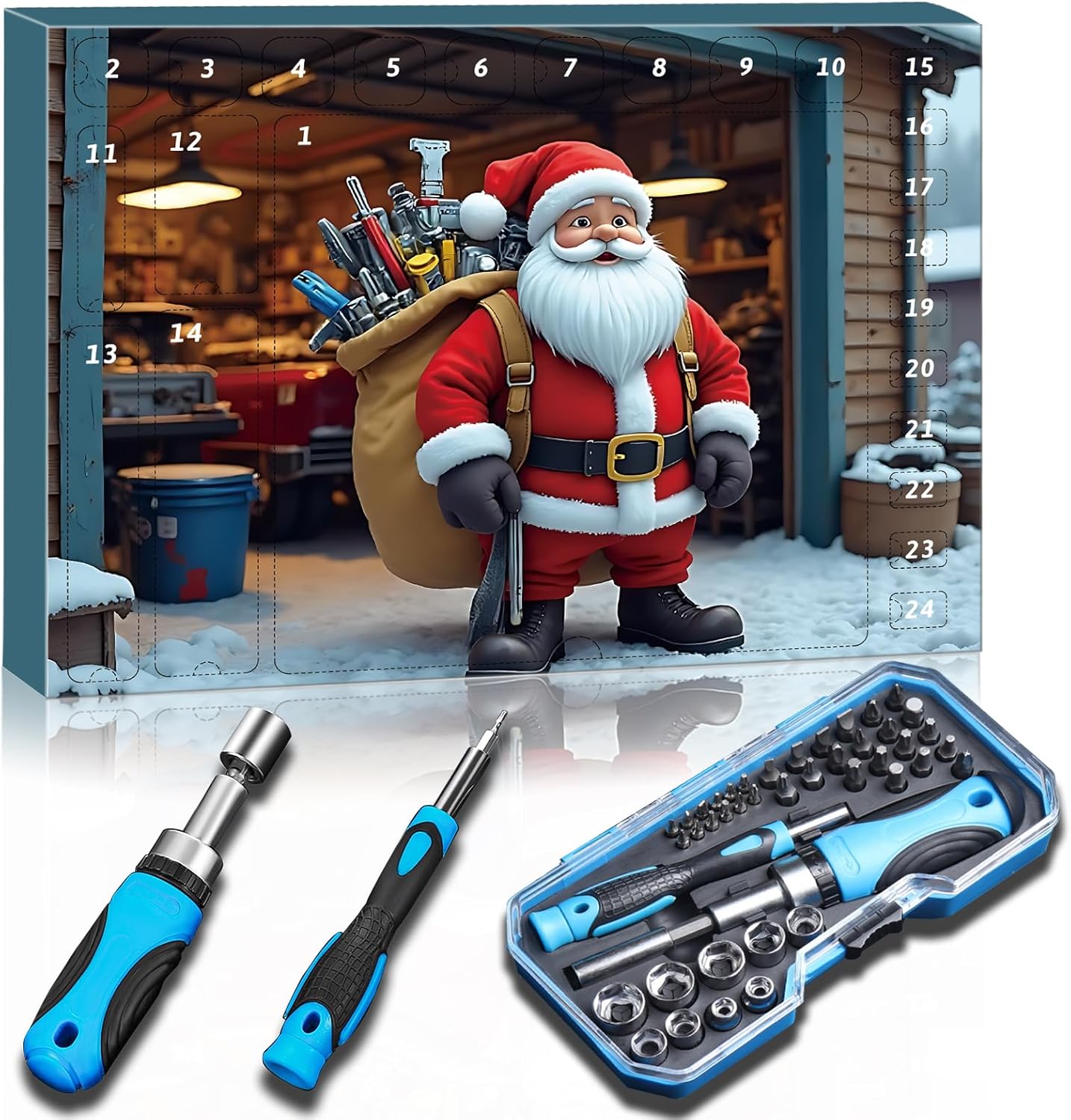 Tool Advent Calendar 2025 - 44-Piece Tool Set with Precision Bits & Screwdrivers | Ideal Home Tool Kit for Mechanics