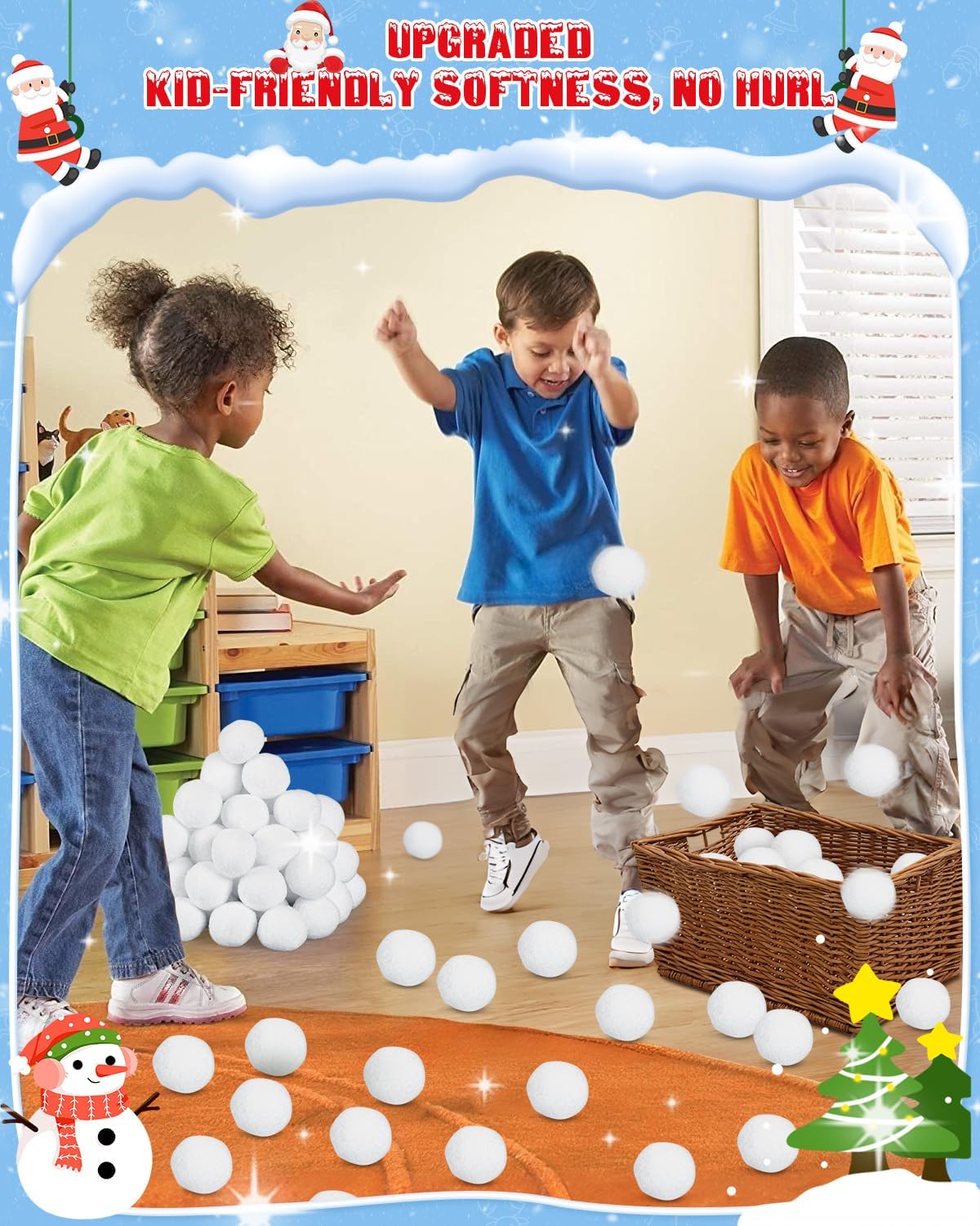 LQYoyz Snowball Fight Set - 100 Pack 2-Inch Large Fake Snowballs for Kids | Winter Party Decor & Games