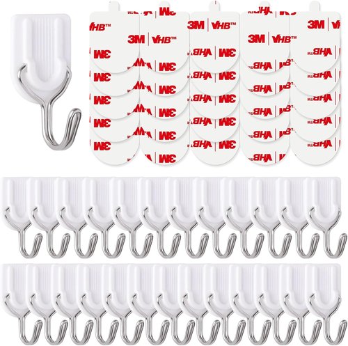 25 Heavy-Duty Wire Hooks by [Brand Name] - No Damage Adhesive Wall Hooks for Keys, Coats, Towels & More