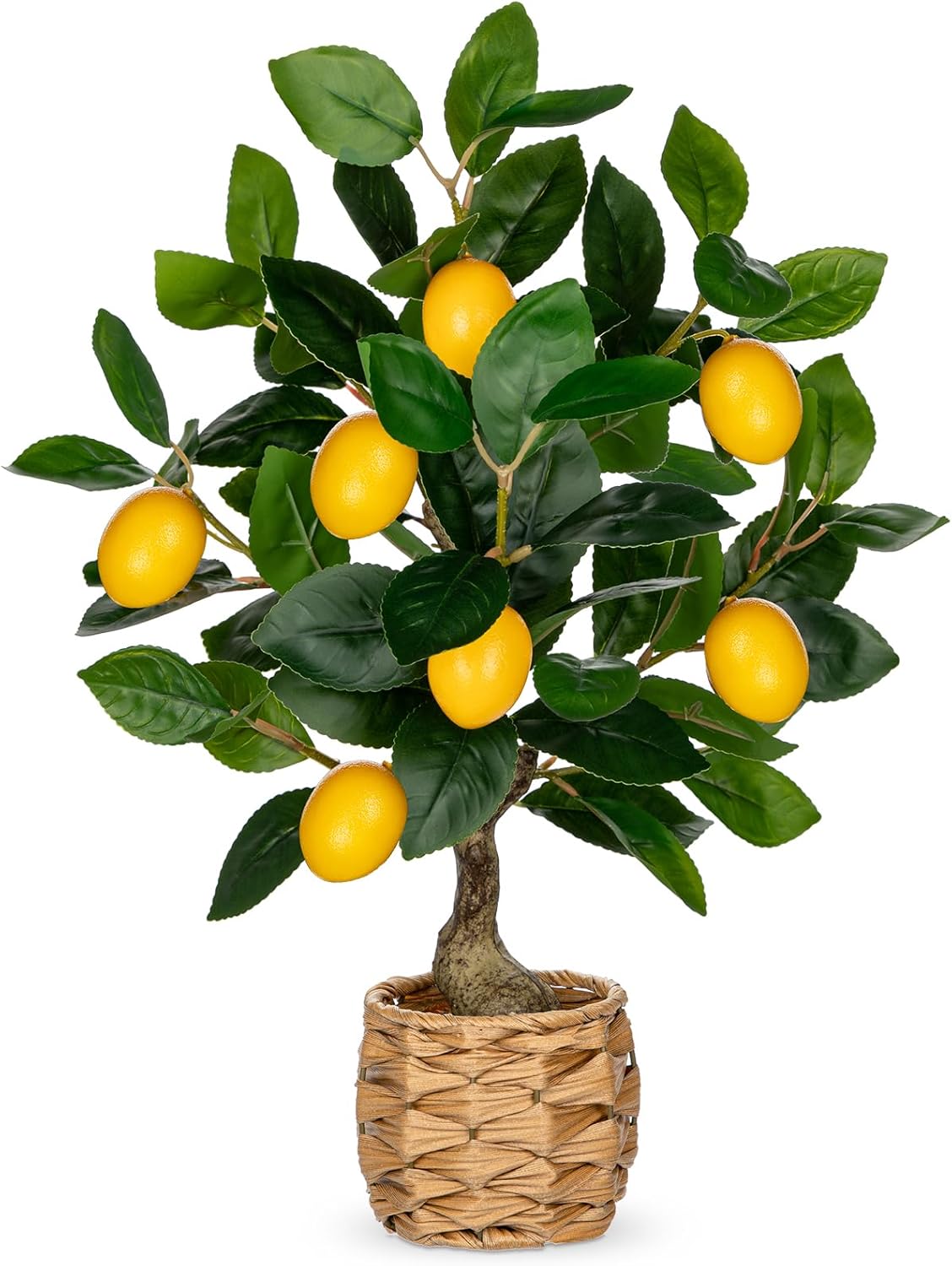 Skiennix Artificial Potted Lemon Tree - 17.3-Inch Faux Citrus Plant with Woven Pot for Home & Office Decor