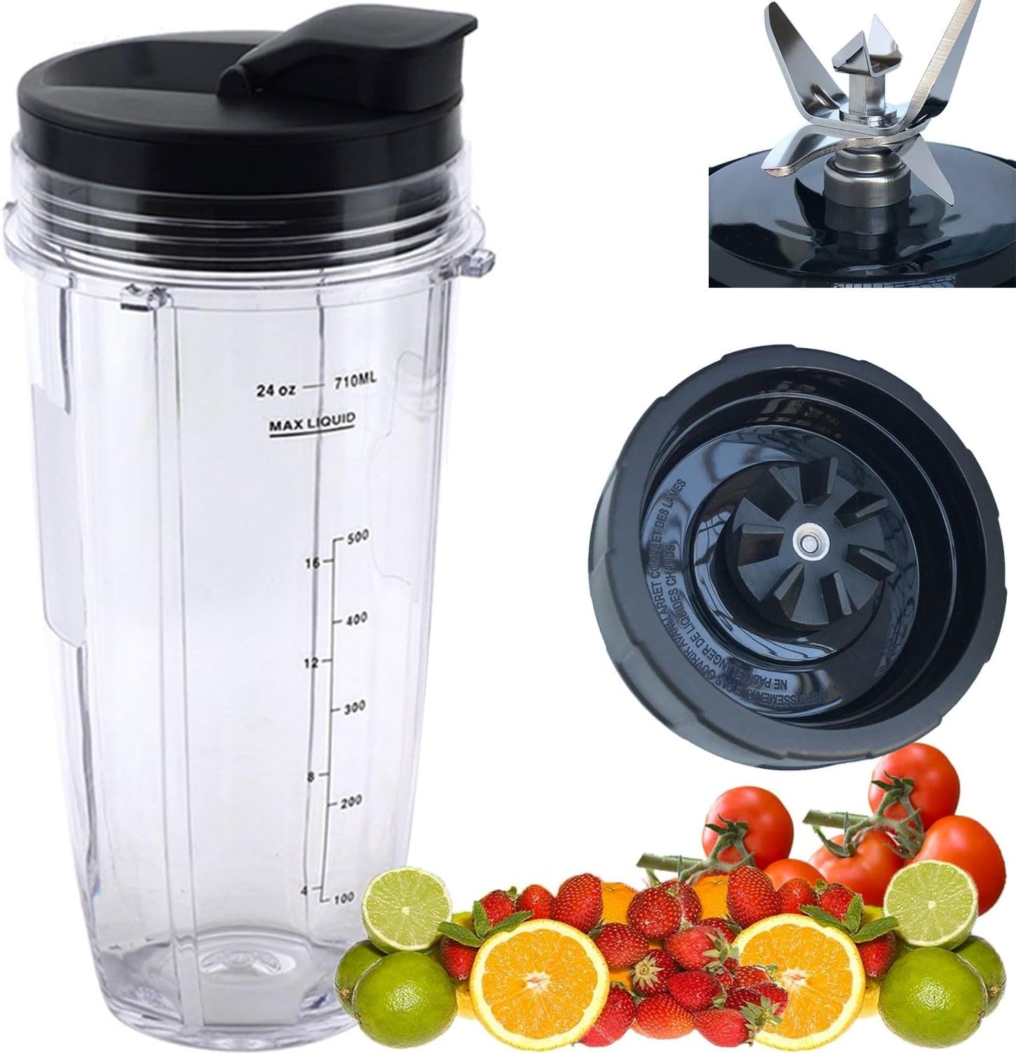 Nutri Ninja Replacement Blender Blade & 24oz Cup Accessories - Includes Lid for SS Series Models