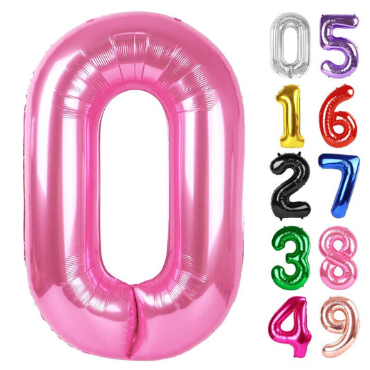 Pink Number 0 Balloon 40 Inch, 0 Balloon Number for 10th 20th 30th 40th 50th 60th Birthday Decorations, Pink Party Supplies