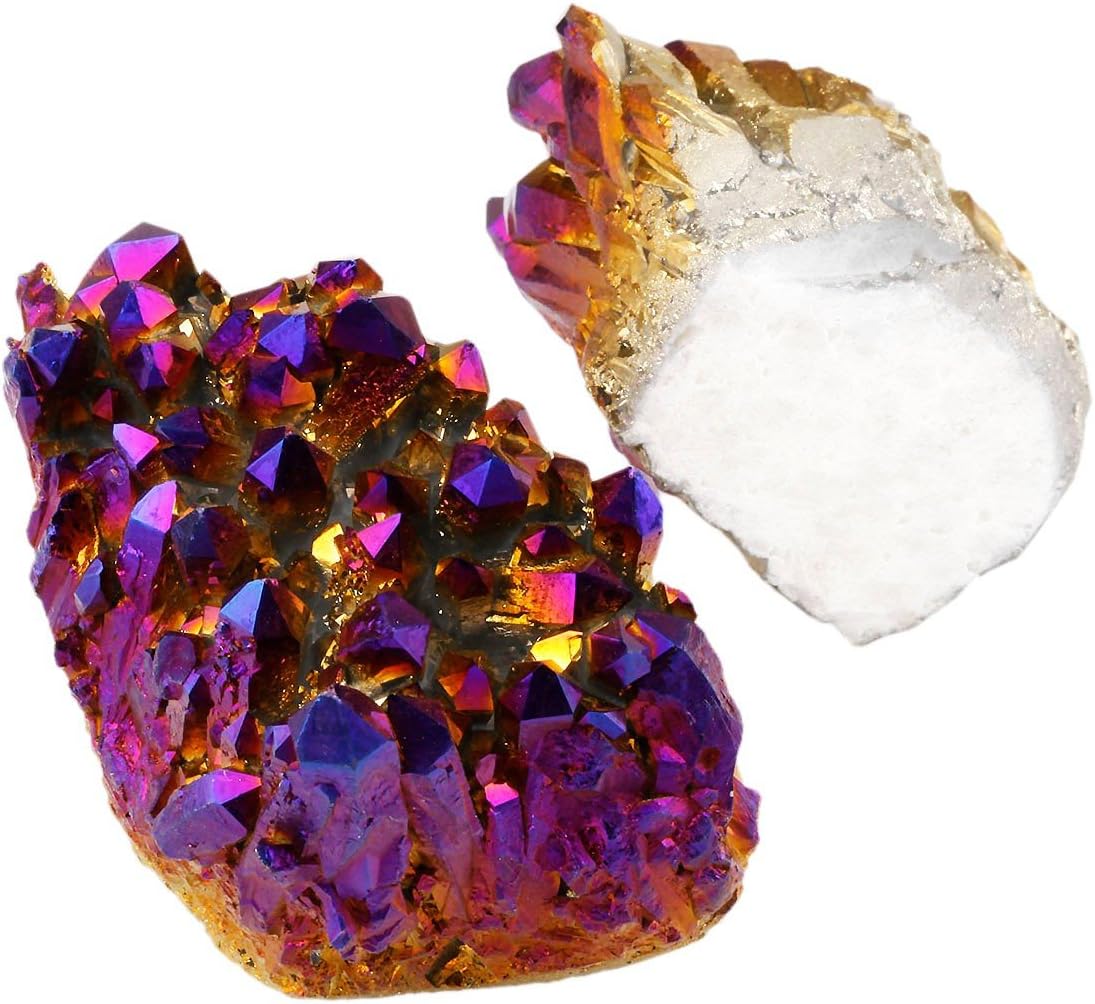 Red Titanium Coated Quartz Geode Druzy Crystal Cluster Specimen - 0.2-0.3lb