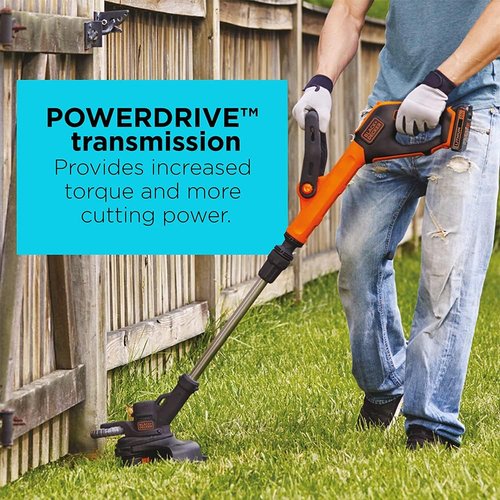 BLACK+DECKER 20V MAX Cordless String Trimmer - Power Drive Transmission, 2-Speed Control, 12-Inch