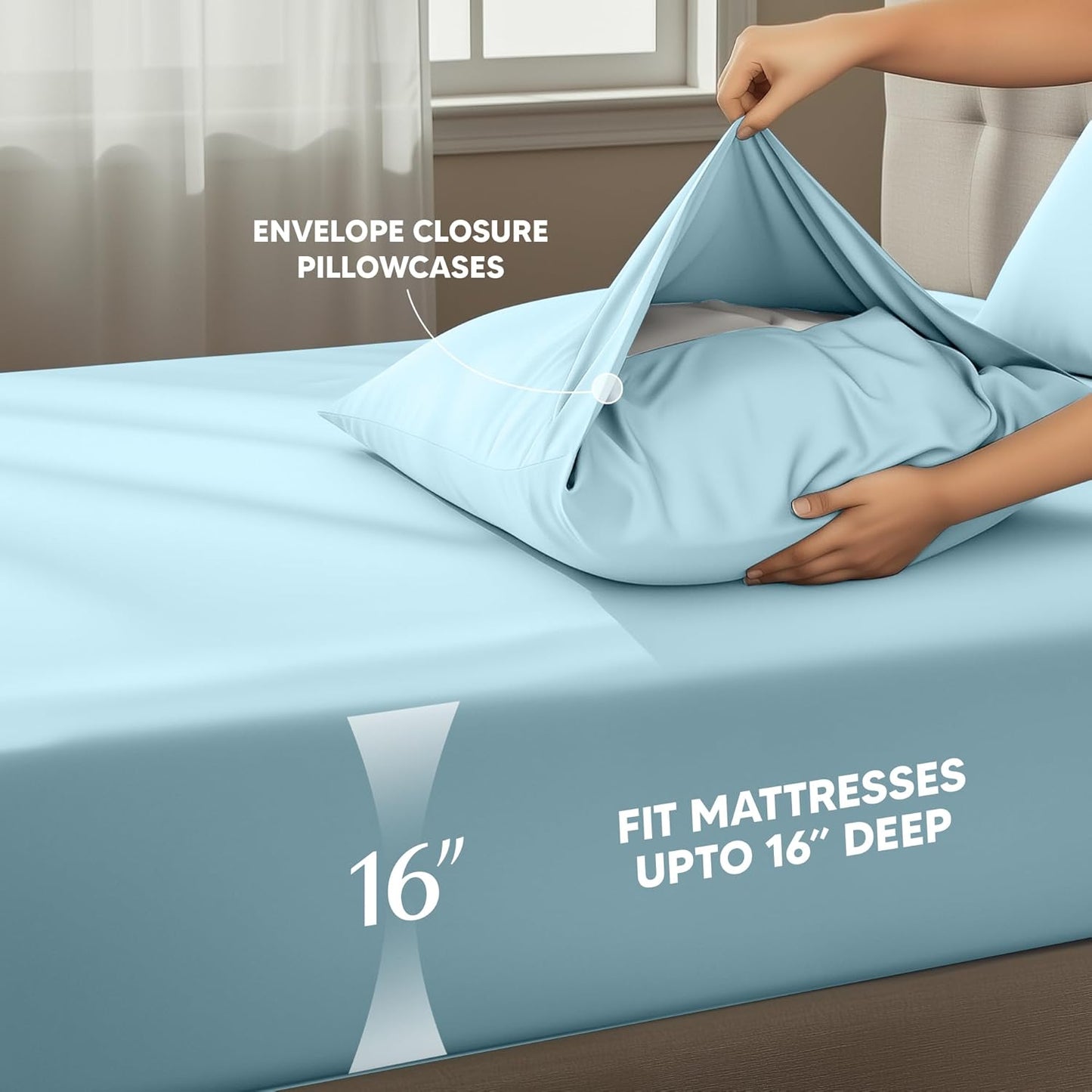 Utopia Bedding King Size Sheet Set - Soft, Breathable Microfiber | 4-Piece in Ice Blue