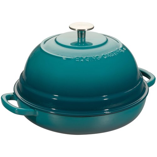EDGING CASTING Enameled Cast Iron Dutch Oven Pot with Lid, Round Bread Oven for Homemade Sourdough Bread Baking, 6 Quart, Darkcyan