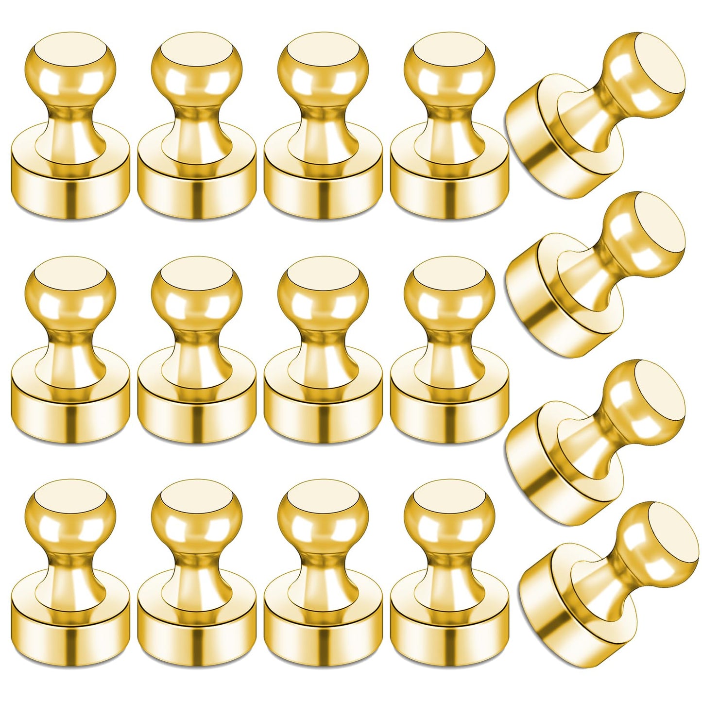 LOVIMAG 30 PCS Refrigerator Magnets, Gold Fridge Magnets Small Strong Neodymium Magnet for Whiteboard, Metal Push Pin Magnet Ideal for Adults, Kitchen, Office, School
