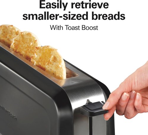 Hamilton Beach 2-Slice Toaster - Extra Wide Long Slots, 7 Browning Shades, Bagel Function, Black