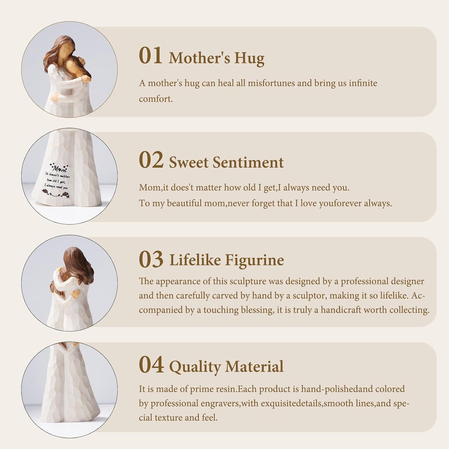 Kohehe Handmade Figurine Gift for Mom - Meaningful 5.5" Birthday & Mother's Day Present