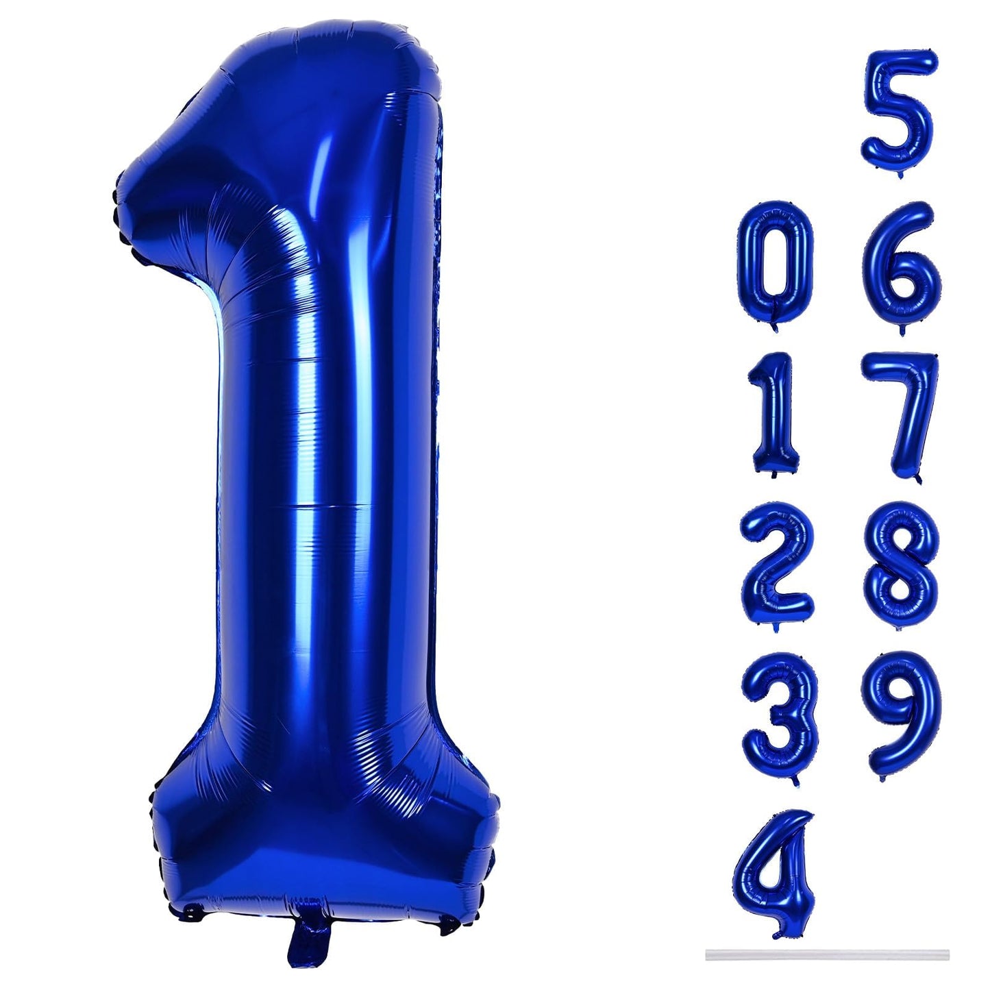 Navy Blue Number 1 Balloons, 40 In Large Dark Blue Number 1 Foil Helium Balloons for Men, Self Inflating Royal Blue Number Balloons 0-9 for Boys 1st 10th Birthday Anniversary Party Decoration