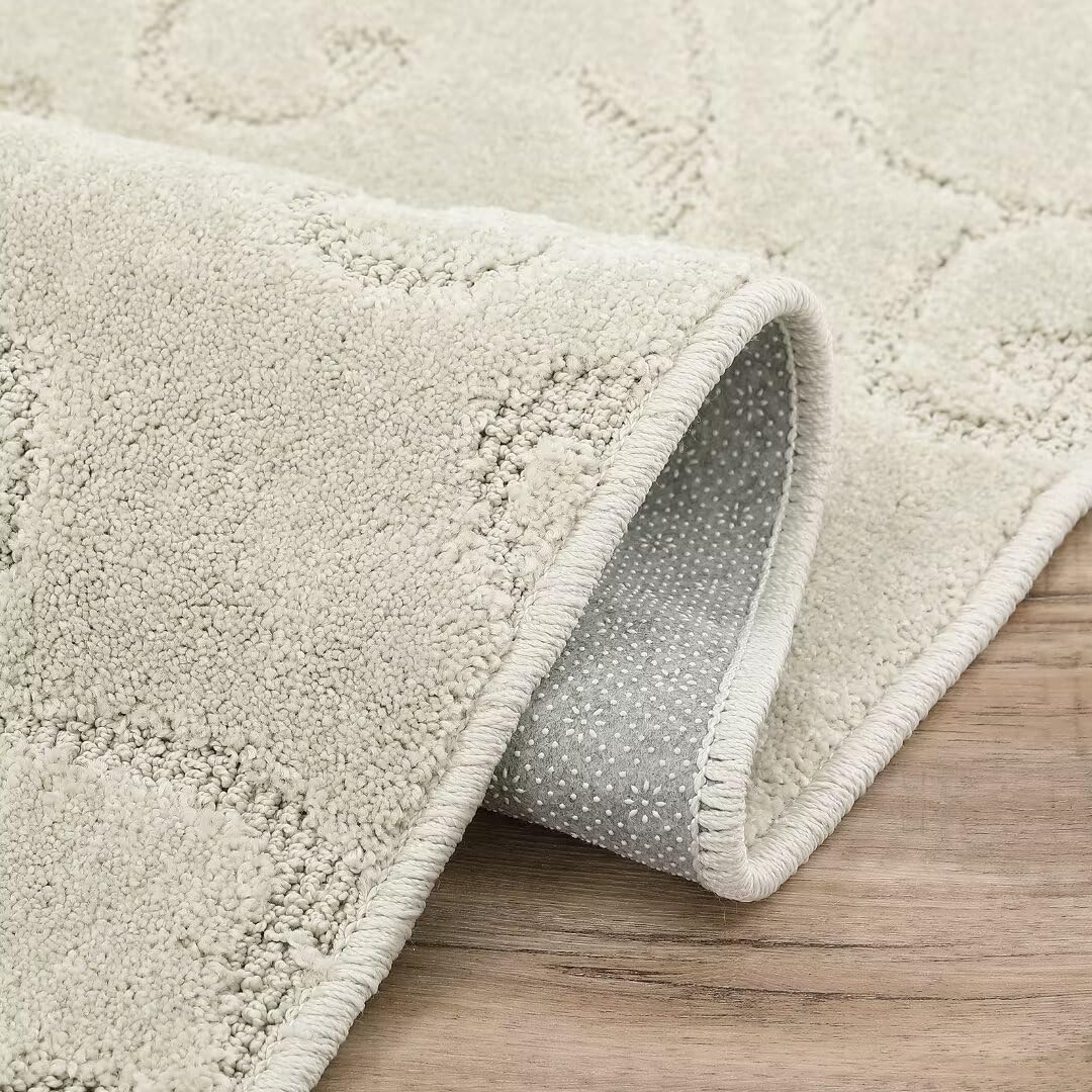 GlowSol Area Rug 4x6 Non-Shedding Modern Abstract Boho Tribal Throw - Thick Fluffy Moroccan for Bedroom, Living Room, Nursery, Beige