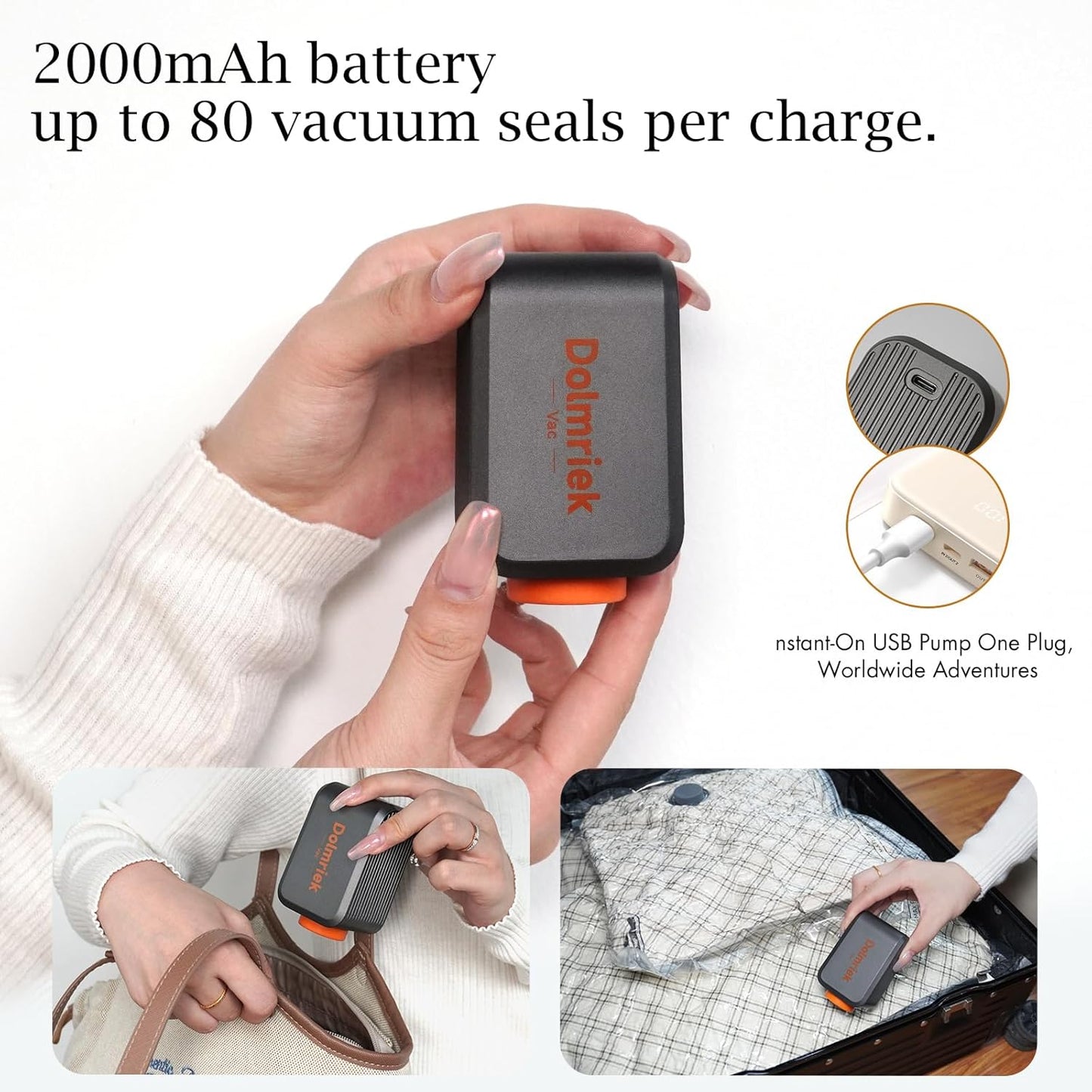 Travel Vacuum Storage Bags - 12 Pack Compression Seal Bags with USB Electric Pump for Luggage