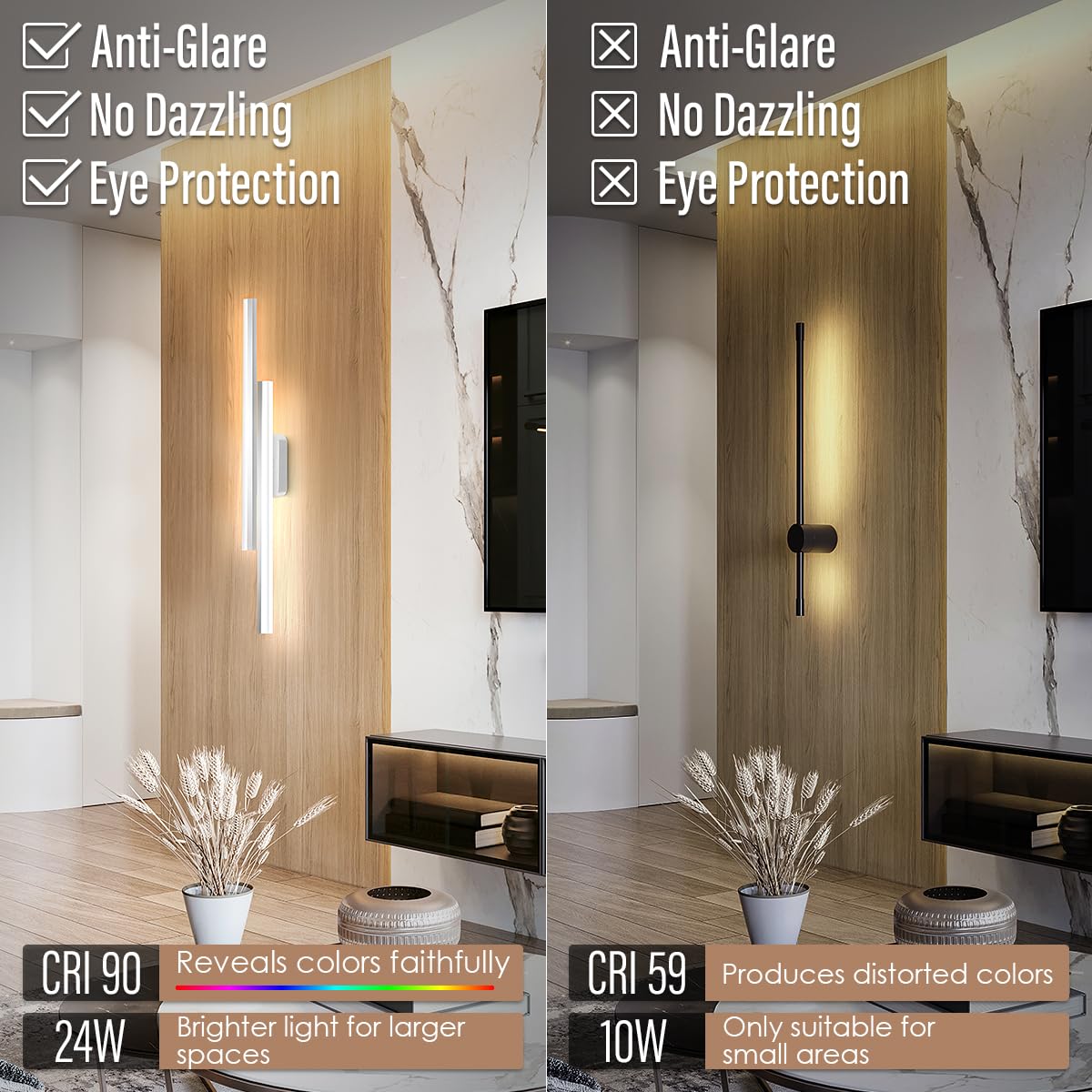 Yarra-Decor 32 Inch LED Bathroom Vanity Light Bar,Vanity Lighting Fixtures for Over Mirror Lighting, Indoor Wall Sconce in Daylight White 6000K-Nickel