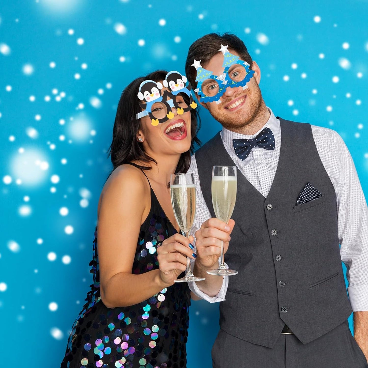 Skiennix Snowflake Paper Eyeglasses - 36 Pcs Winter Party Favors for Christmas & Holiday Celebrations