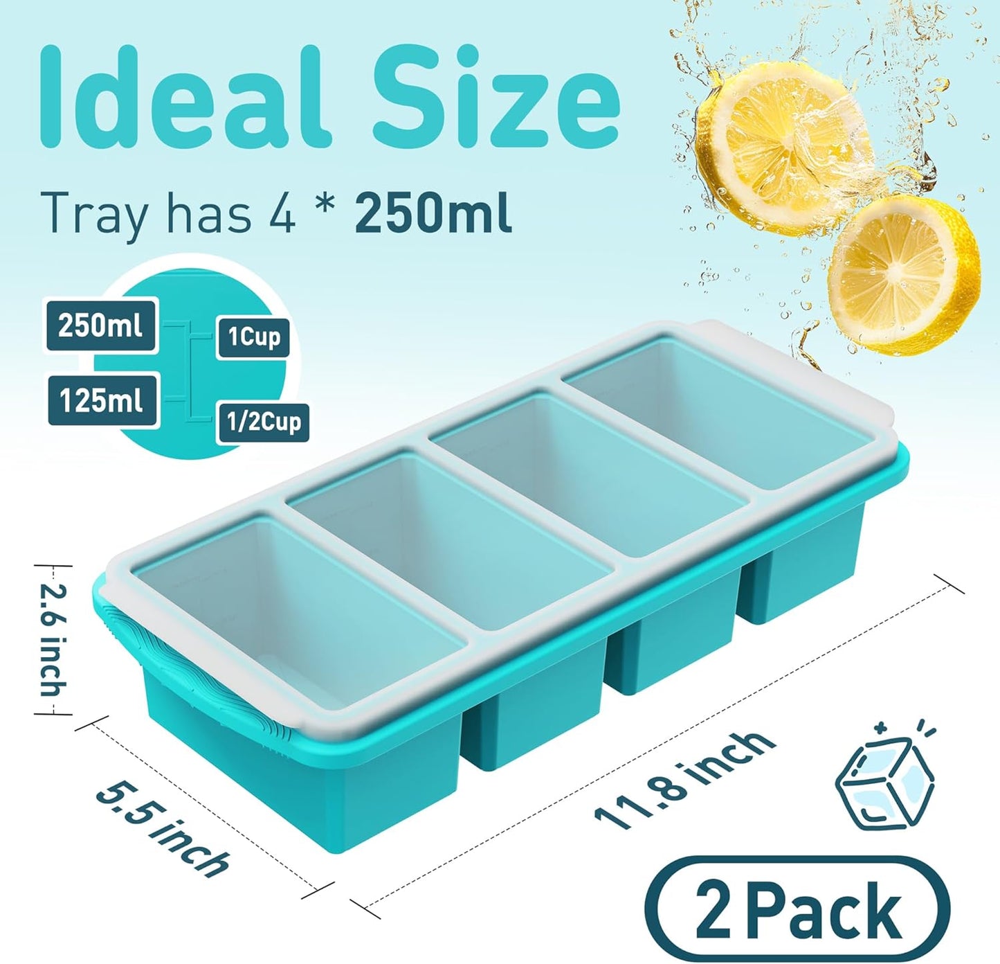 Skiennix Silicone Freezer Tray - Steel Reinforced Lid for Soup & Leftovers | Meal Prep Container