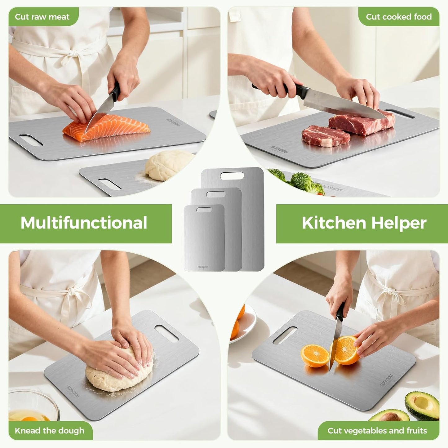 Titanium Cutting Board - 100% Pure Titanium, Double-Sided Design, Non-Toxic & Dishwasher Safe | 13”L × 8”W