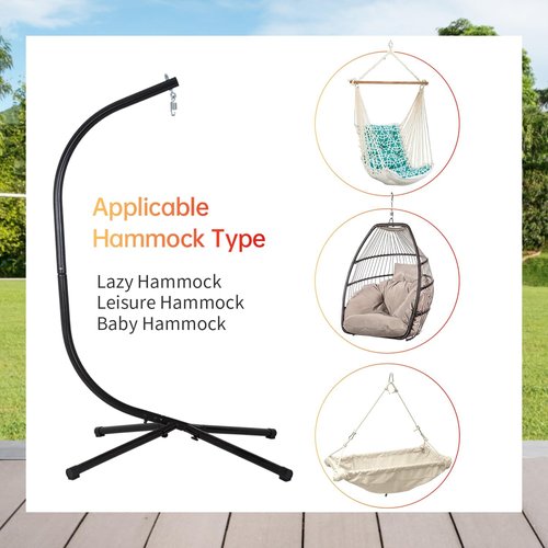 FDW Hammock Chair Stand - Heavy Duty Steel Construction for Hanging Hammocks | Max Load 400 LBS