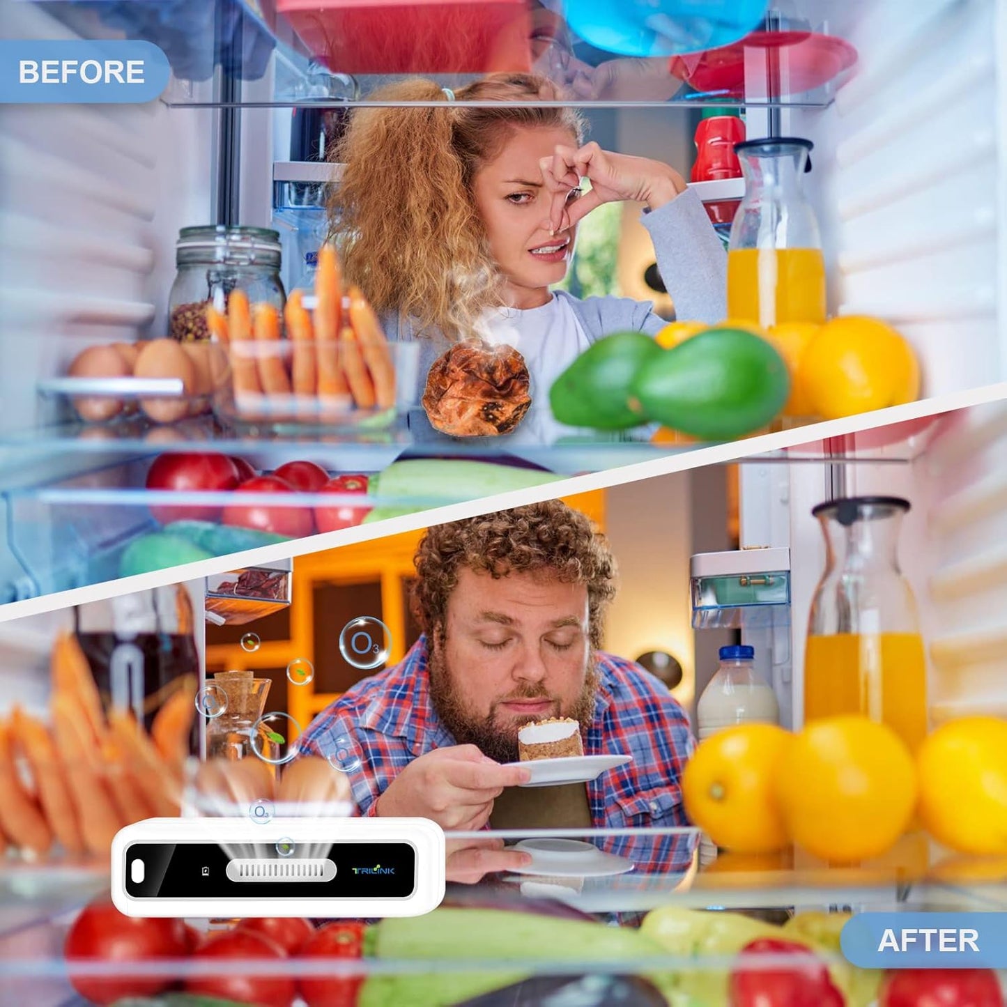 Skiennix Mini USB Fridge Deodorizer - Rechargeable Odor Eliminator with LED Display for Home & Car