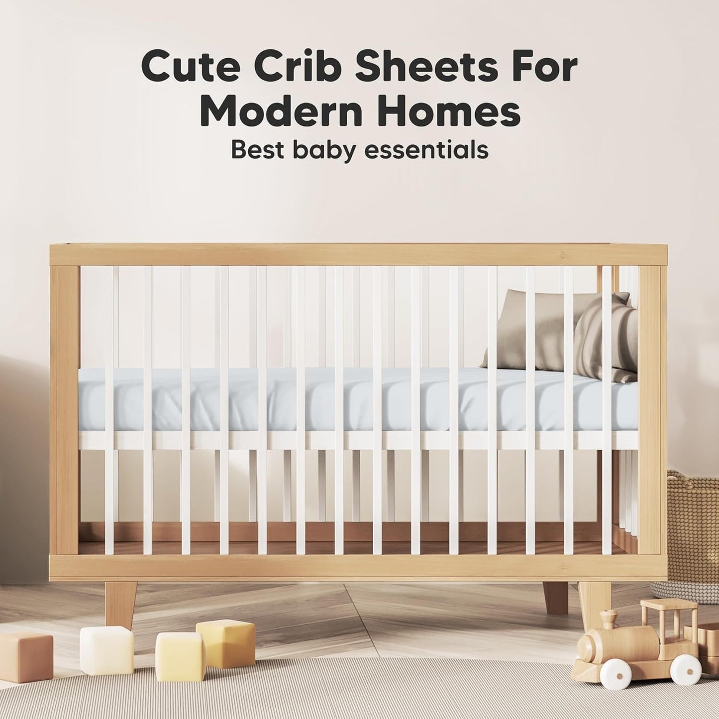 KeaBabies Organic Crib Sheets - 2-Pack Fitted Baby Mattress Covers | Soft, Breathable Jersey Cotton, Neutral Prints (Hazy)