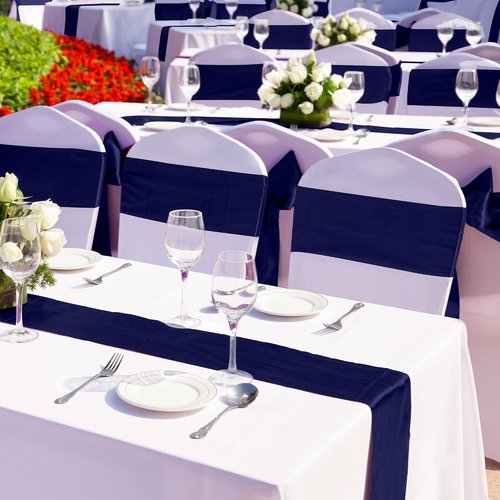 Aneco Satin Table Runner - 12 Pack Navy Blue 12 x 108 Inch for Weddings & Events Decor
