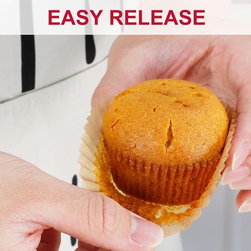 Caperci Cupcake Muffin Liners - 300 Pcs Odorless Greaseproof Baking Cups for Parties & Events | Natural