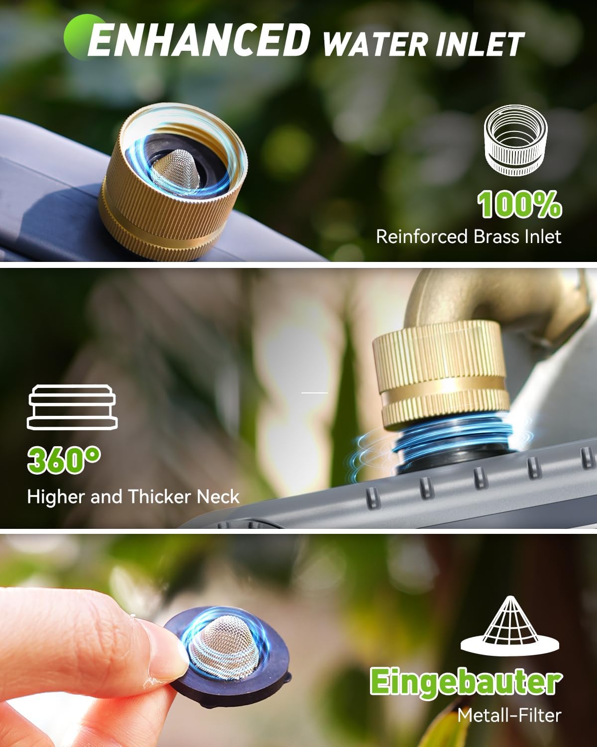 RAINPOINT 3-Zone Sprinkler Timer - Automatic Watering System with Brass Inlet & IP65 Waterproof | Large LCD Display