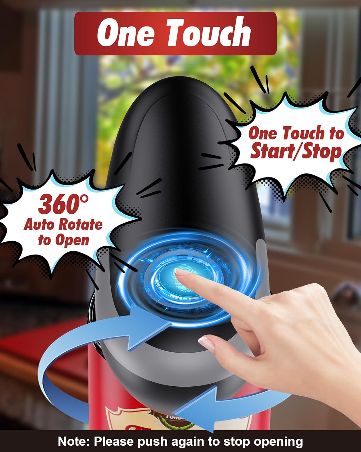 Skiennix Electric Can Opener - Fits All Can Sizes | Smooth Edge, Battery Operated for Seniors & Chefs - Black & Grey