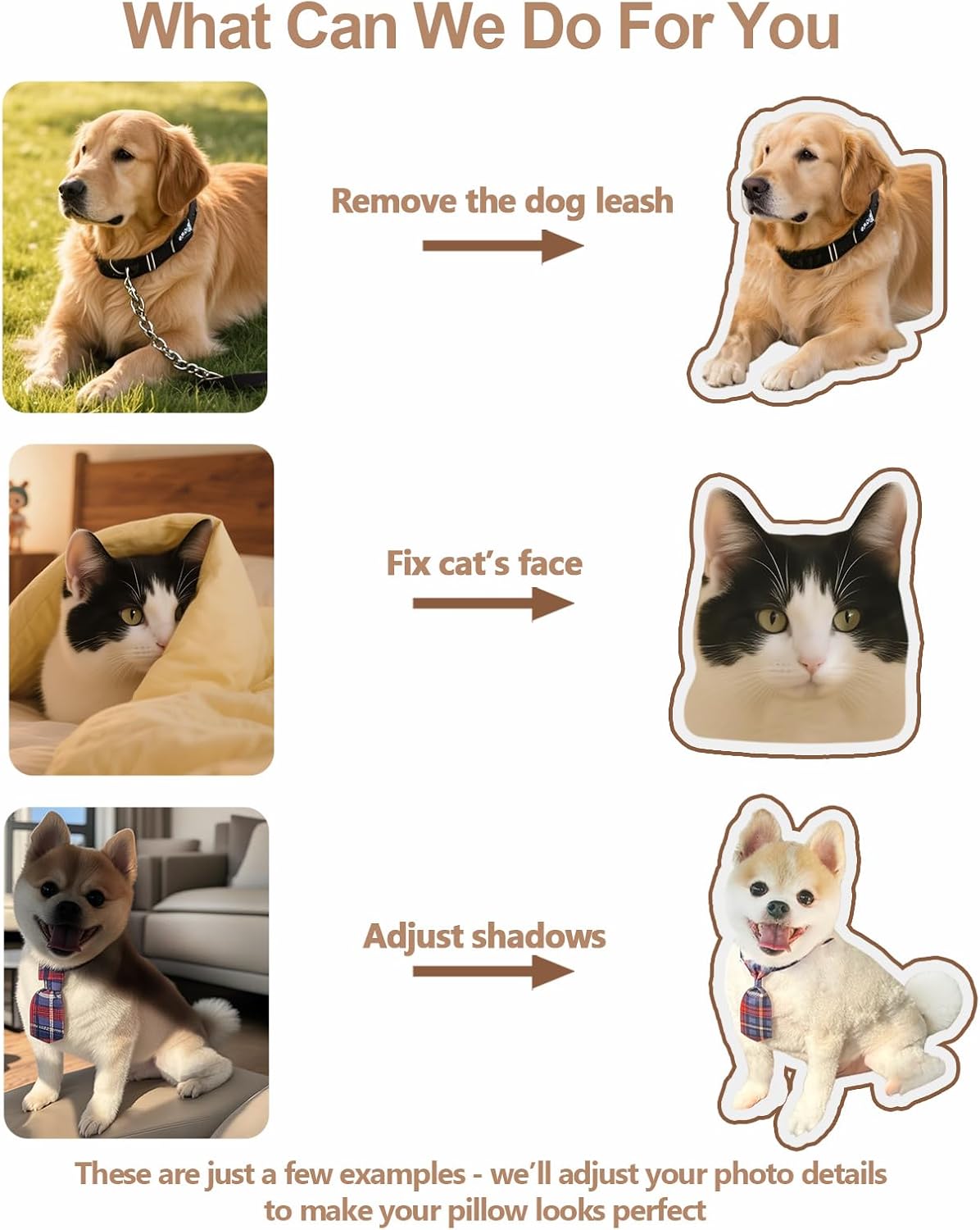 Skiennix Custom Pet Pillow - Personalized Photo Dog & Cat Face Shaped Stuffed Animal | 14" Memorial Gift