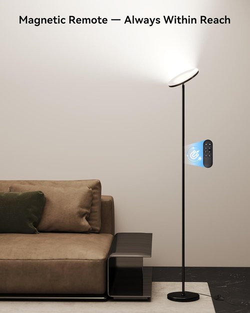 JOOFO LED Floor Lamp - Super Bright Dimmable Torchiere with Remote & Foot Switch | 69" Modern Design for Living Room, Bedroom, Office