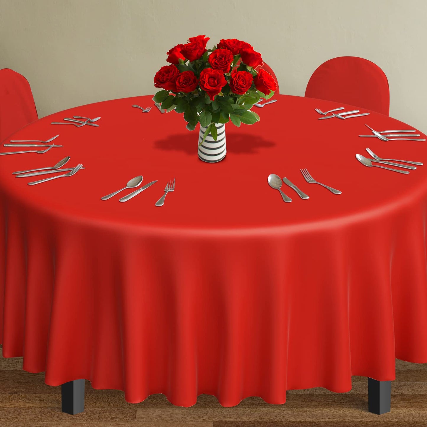 MASHAN 12 Pack 4th of July Plastic Tablecloth, Red White and Blue Patriotic Disposable Tablecloth,Round Table Cover for Independence Day Memorial Day Veterans Day 250 Anniversary Decorations, 84 Inch