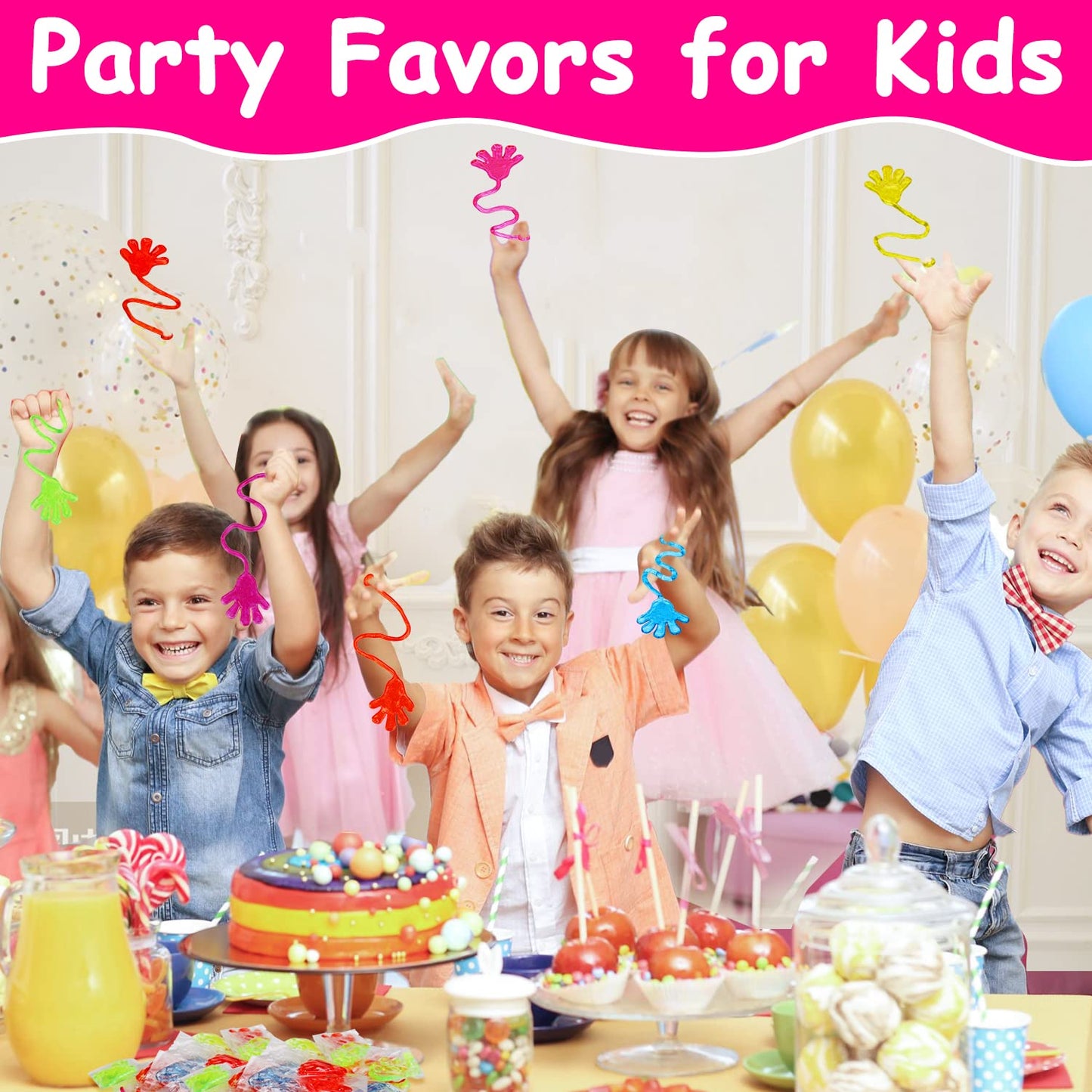 40PCS Glitter Sticky Hand Birthday Party Favors for Kids 4-8 8-12 Summer Goodie Bag Stuffers Classroom Treasure Box Toys Carnival Prizes Bulk Treat Trinket Pinata Fillers Mini Stuff End of Year Gifts