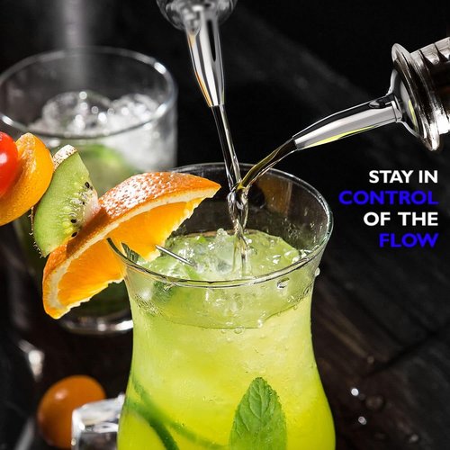 Eatex Bartender Kit - Classic 12-Pack Bottle Pourers with Rubber Dust Caps | Essential Bar Tools