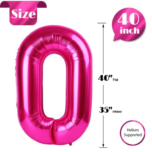 Hot Pink Number 24 Balloons 40 inch, 24 Number Balloons, 24th Birthday Decorations, 24 Year Old Women Hot Pink Party Supplies
