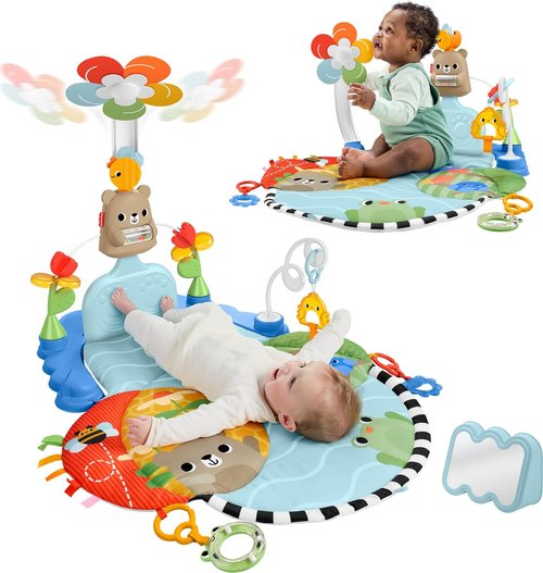 Fisher-Price 3-in-1 Kick & Sway Baby Play Mat - Sensory Activity Gym for Newborns 0+ Months