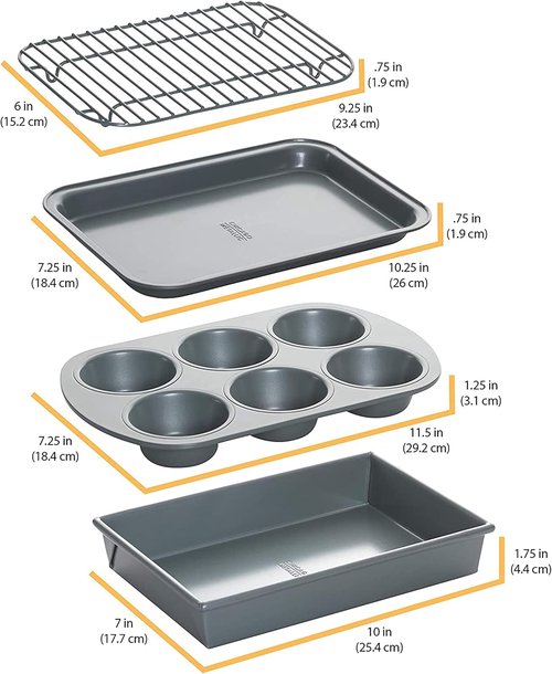 Chicago Metallic Non-Stick Toaster Oven Set - 4-Piece Bakeware Essentials for Perfect Cooking