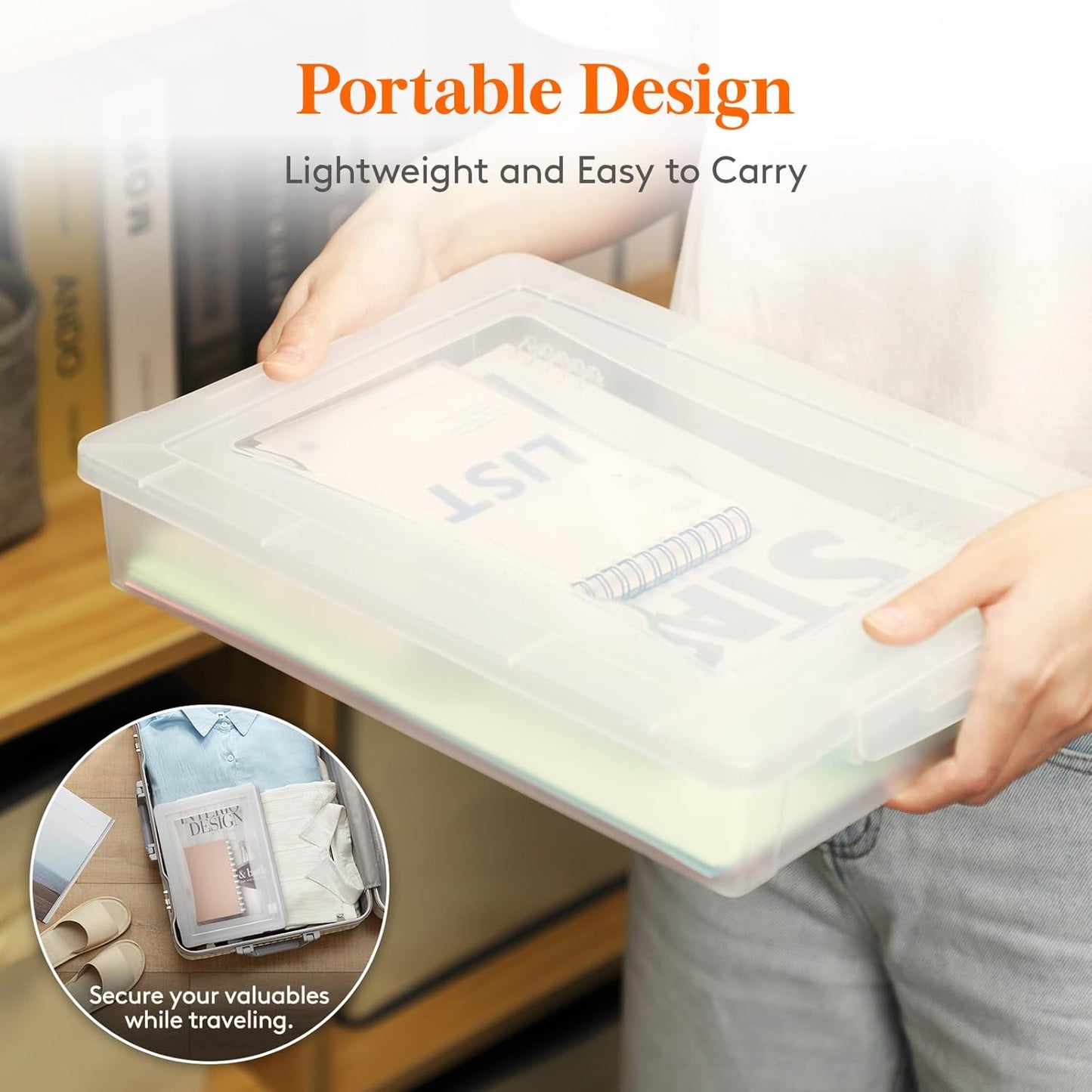 Lifewit Paper Organizer Storage - Multi-Purpose Plastic File Box with Latching Lids | 4 Pack, Clear, 32 x 23 cm