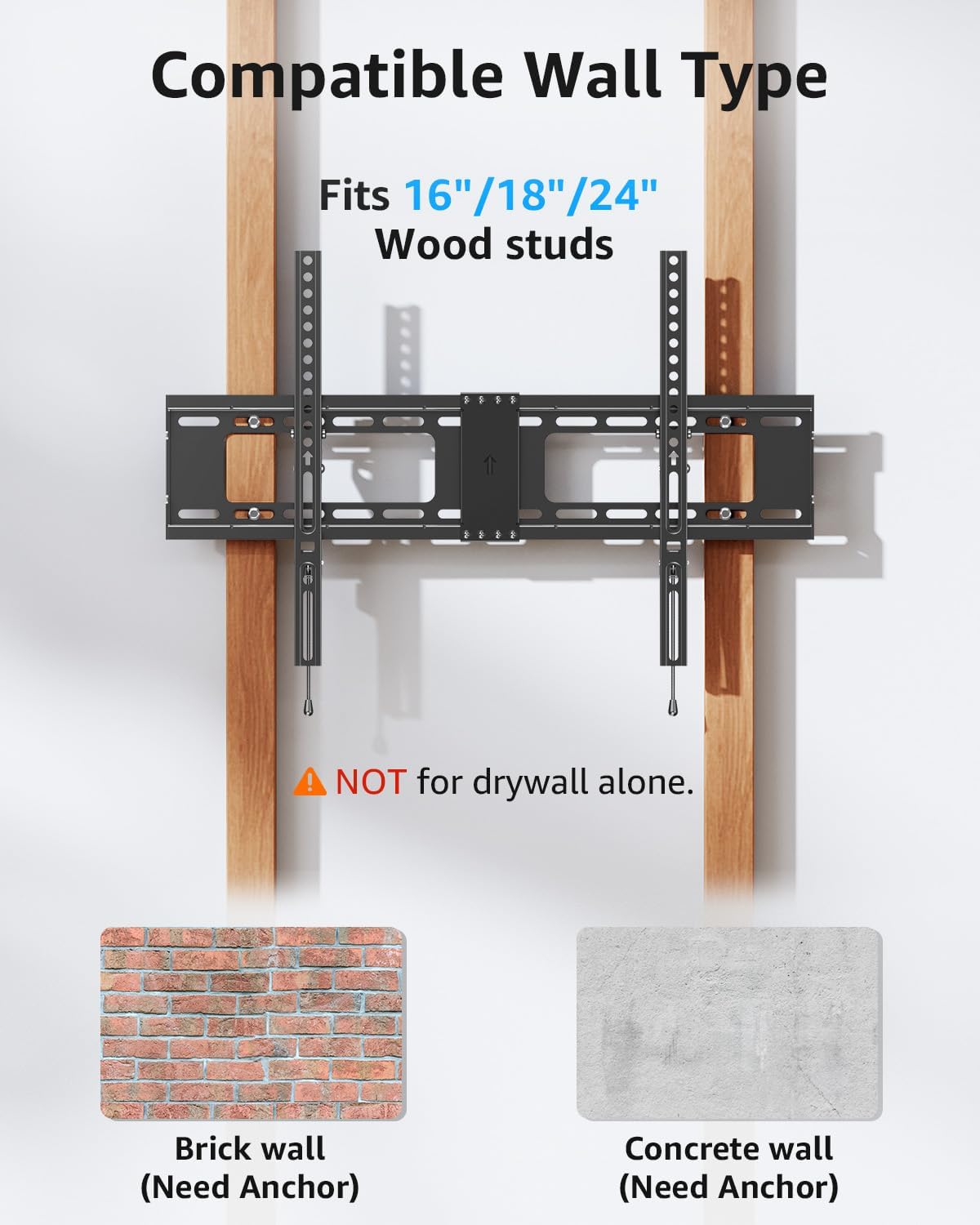 MOUNTUP Tilting TV Wall Mount Bracket - Fits 37-82 Inch Flat Screen & Curved TVs | Max VESA 600x400mm, Holds 132 lbs