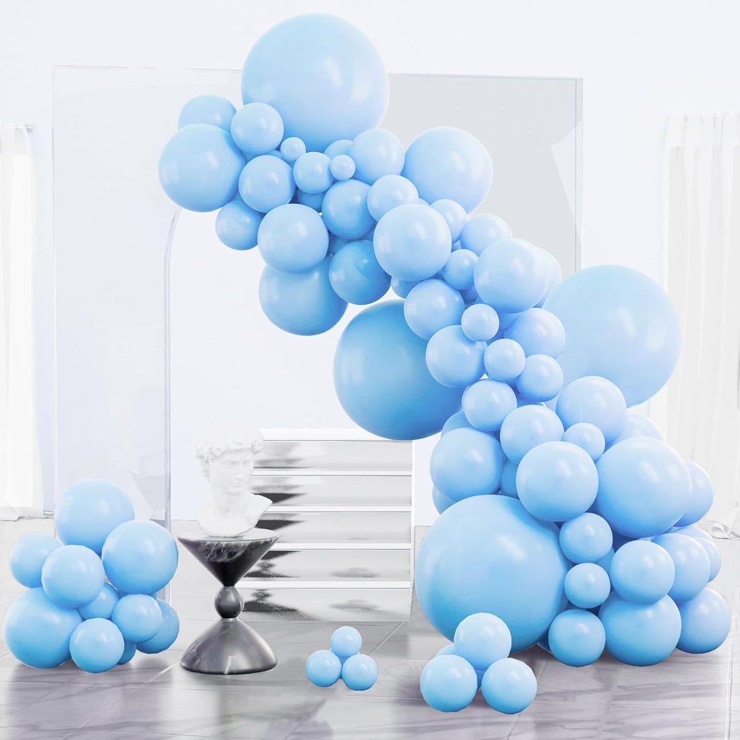 PartyWoo Light Blue Balloon Arch Kit - 152pcs in Various Sizes for Birthday, Baby Shower & Graduation Decor