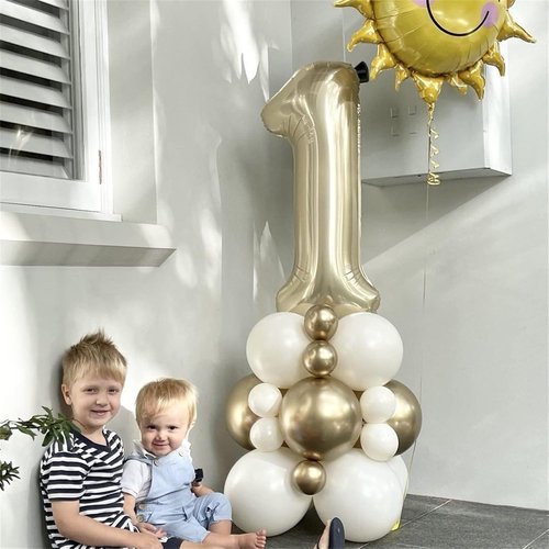 Champagne Gold Number 6 Balloon - 40In Large Foil Helium Balloon for 6th Birthday & Anniversary Celebrations