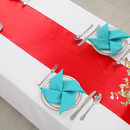 Horbaunal 2 Pack Red Satin Table Runner 12 x 108 Inch, Smooth Table Runners for Wedding Banquets Birthday Party