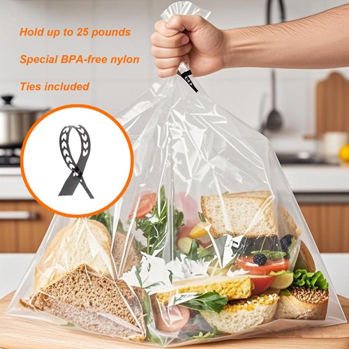 EDYCARX Nylon Turkey Bags 19" x 23.5", 100 Pack, 5 Gallon Multi-Purpose Oven Bags for Cooking Baking & Harvesting, Smell Proof, Oven Cooking Safe