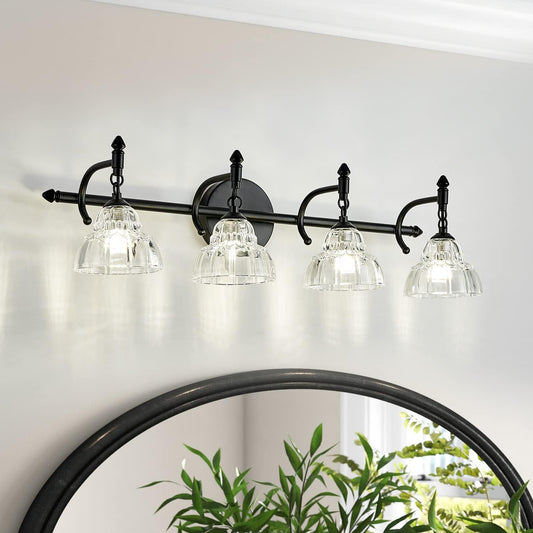 Modern Bathroom Vanity Lights - Matte Black Wall Sconces with Over-Mirror Light Fixture for Bathroom, Powder Room