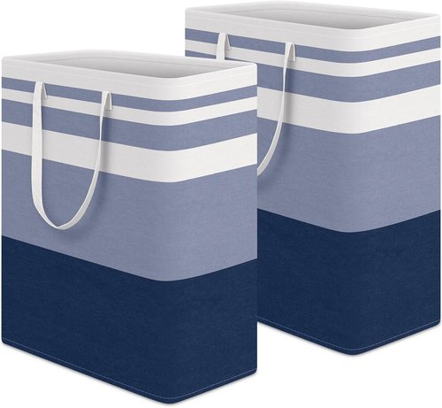HomeHacks Large Waterproof Laundry Basket - Collapsible Tall Hamper with Extended Handles | 125L, Blue
