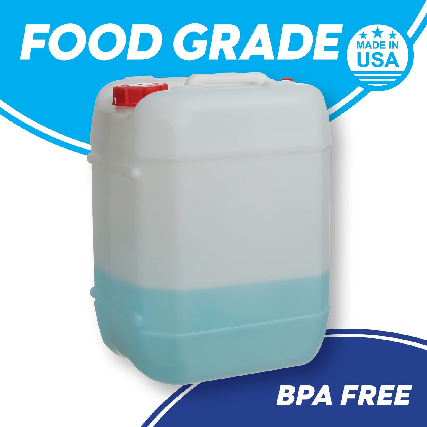 Consolidated Plastics 5 Gallon Stackable Carboy with Leakproof Cap and Handle, HDPE Food Grade, BPA Free, Made in USA (Natural)